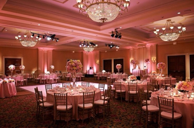 Pink color for uplighting at weddings in Boston