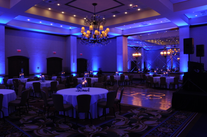 Blue uplights for wedding