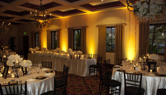 Yellow and Gold Reception upLighting for Weddings and Events